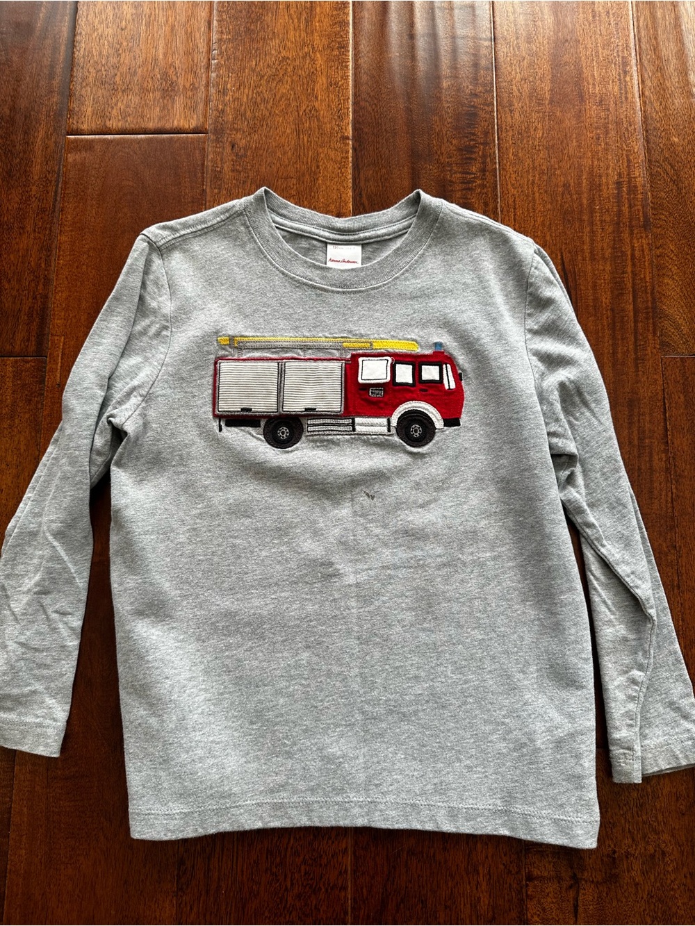 Hanna Andersson Applique Fire Truck Long-Sleeve Shirt 6-7
